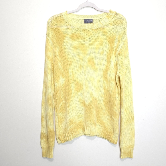 Wooden Ships Sweaters - Wooden Ships Tie Dye Knit Sweater Yellow Crew Neck Pullover Lightweight M/L